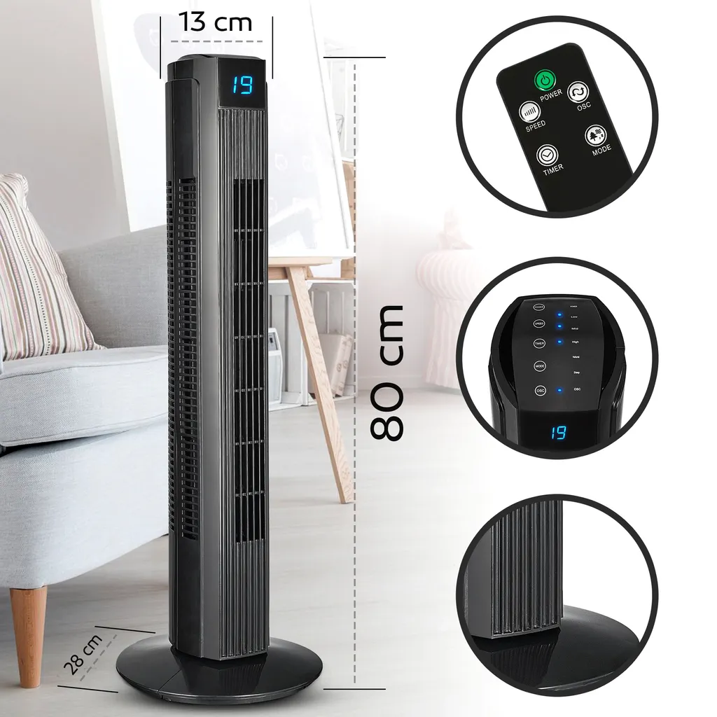 Turmventilator Mit Fernbedienung Leise 80 Cm Ventilator Timer Säulenventilator - Image 8