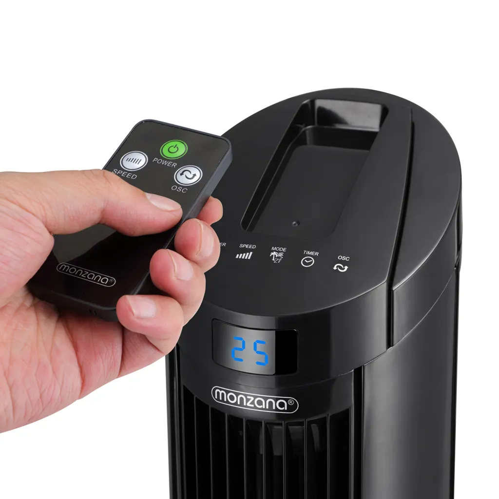 Monzana Turmventilator Fernbedienung 3 Geschwindigkeitsstufen Timer 70° Oszillation Flüsterleise Ventilator Standventilator, Farbe:schwarz - Image 8