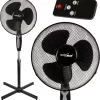 Standventilator Mit Fernbedienung 40 Watt 3 Geschwindigkeitsstufen 40cm Niedriger Oszillation Bodenventilator Windmaschine 7,5h Timer Schwarz