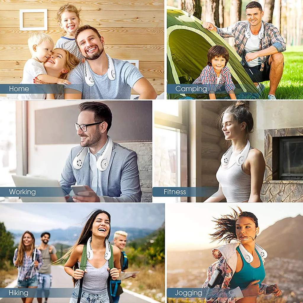 Tragbarer Halsventilator Klimaanlage, 360° Bladeless Kühlventilator Tragbar Nacken Klimaanlage Mit Kühlung Chip & LCD-Schirm, Wiederaufladbarer USB-Sportventilator Für Büro Turnhalle Strand - Image 8