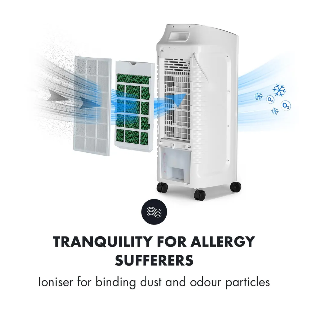 OneConcept Coolster 4-in-1 Klimagerät - Luftkühler, Ventilator, Ionisator Und Luftbefeuchter , 320 M³/h Luftstrom , Zuschaltbarer Oszillation , Abschalt-Timer Bis 9 H , Touch-Bedienung , Weiß - Image 5
