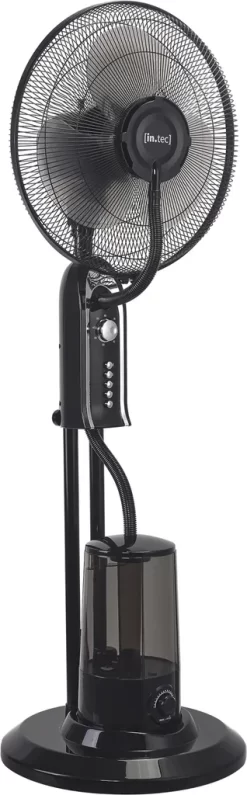 Nebelventilator 75W Mit Wassernebel Mit 3 Geschwindigkeitsstufen Standventilator Ventilator Bodenventilator Luftkühler Oszillierend Schwarz