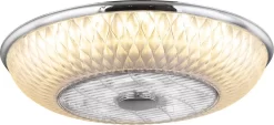 Globo Lighting Deckenventilator Metall Verchromt, Kunststoff, Acryl Satiniert, Dimmbar, Farben Fixierbar, Fernbedienung, Batterie Inkludiert 2x AAA, Max. Motorleistung 30W, ø: 550mm, H: 200mm, Inkl. LED 36W 230V, 2900lm Source, 2120lm Output, CCT 3000-6000K