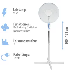Grafner® Standventilator Mit Oszillationsfunktion