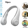 Tragbarer Mini Fan Nackenbügel Klingenloser Hängender Halsventilator Lazy Neck Hanging Cooler USB Wiederaufladbar USB, Weiß