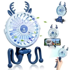 [2022 Neu] Mini USB-Ventilator, Mini Tragbarer Elektrischer Ventilator Octopus Stand Einstellbarer Handventilator Mit Usb Aufladung, Mit Nachtlicht