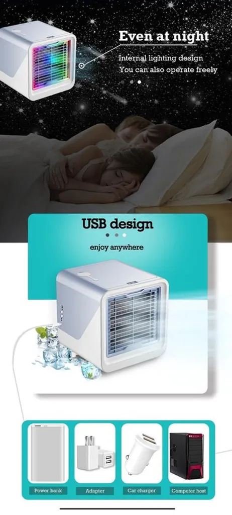 Cool Air Mobiles Klimagerät Verdunstungskühler LED Mini Air Cooler Klimaanlage Klimagerät Luftkühler Befeuchter Ventilator - Image 5