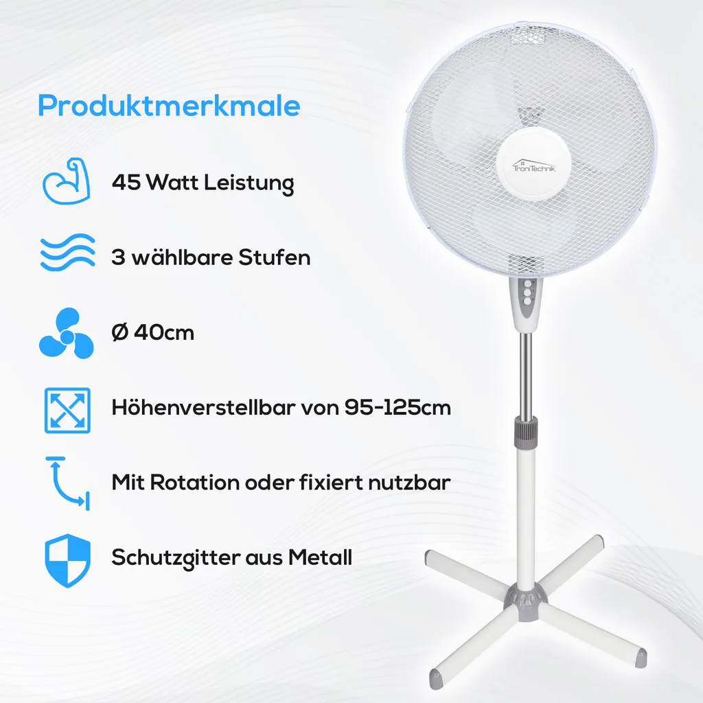 TroniTechnik Standventilator Turmventilator Lüfter SV04 40cm, Inkl. Oszillation - Image 7
