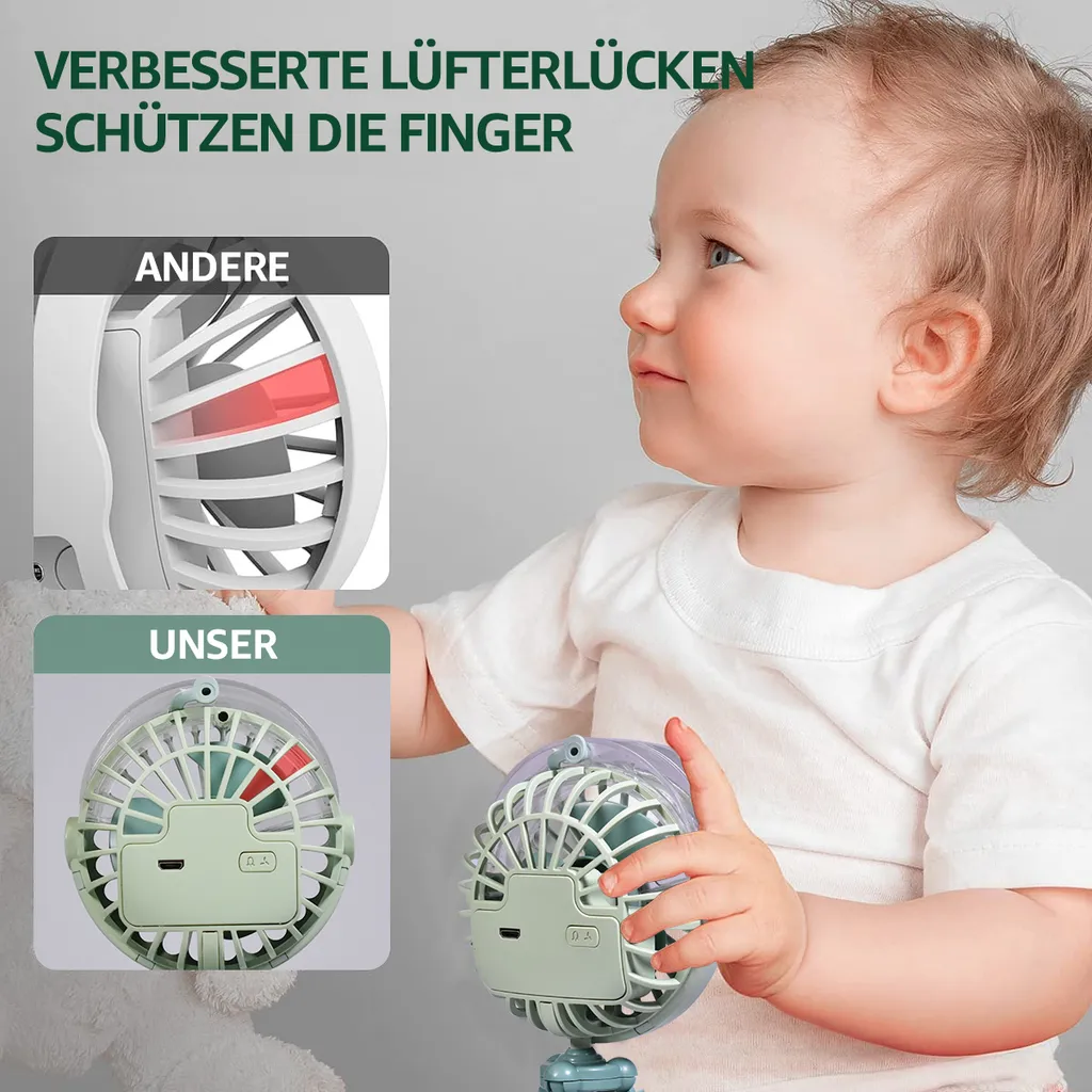 CMYBABEE USB Ventilator Handventilator Mini Fan, Ventilator Und Befeuchter 2 In 1 Design Clip Ventilator Für Kinderwagen, Zuhause & Büro - Image 2