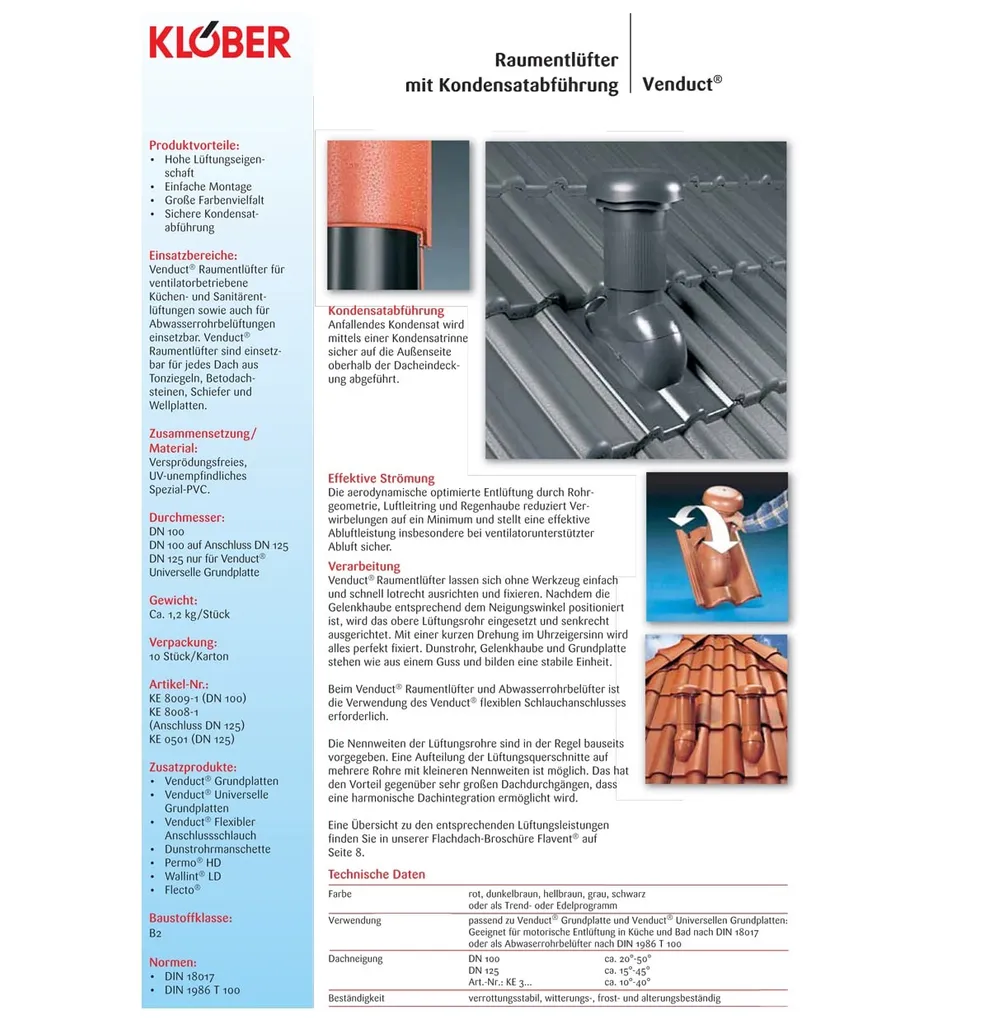 Klöber Entlüfterrohr Belüfterrohr DN100 Lang Anthrazit Grau Dachlüfter – Bild 3