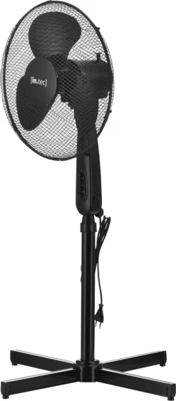 Standventilator Durchmesser 41cm Ventilator Mit 3 Stufen Luftkühler Windmaschine Oszillation 50W Schwarz [in.tec]