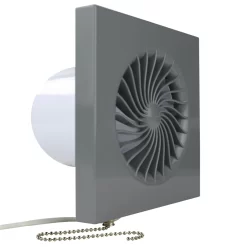 Wohnraumlüfter Badventilator Badlüfter Ventilator Badezimmer Zuluft Abluft Belüftung Ø 100 Mm In Grau Zugschalter