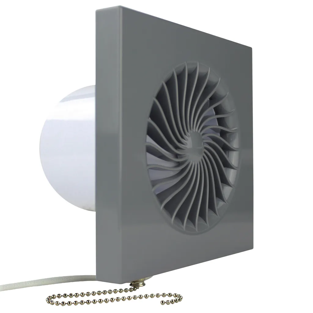 Wohnraumlüfter Badventilator Badlüfter Ventilator Badezimmer Zuluft Abluft Belüftung Ø 100 Mm In Grau Zugschalter