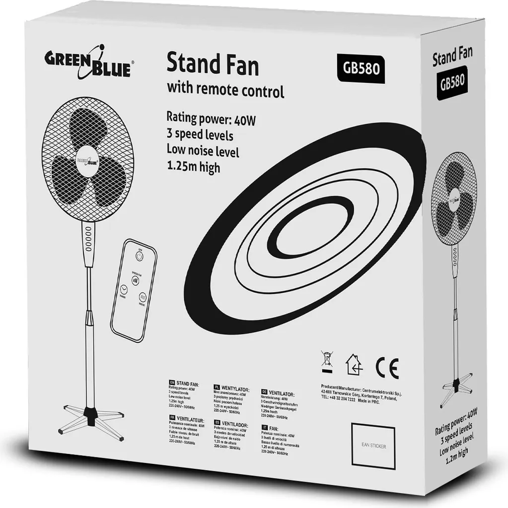 Standventilator Mit Fernbedienung 40 Watt 3 Geschwindigkeitsstufen 40cm Niedriger Oszillation Bodenventilator Windmaschine 7,5h Timer Schwarz – Bild 6