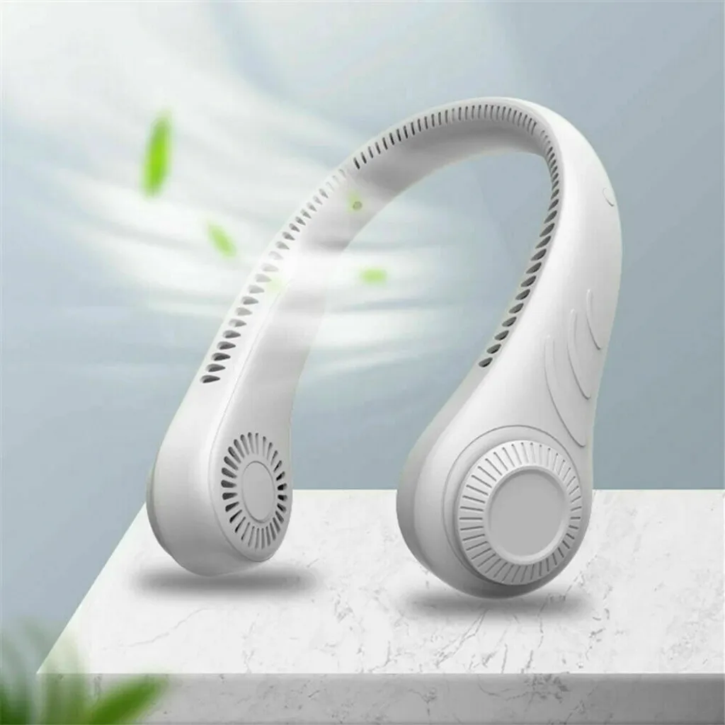 Tragbarer Mini Fan Nackenbügel Klingenloser Hängender Halsventilator Lazy Neck Hanging Cooler USB Wiederaufladbar USB, Weiß - Image 7