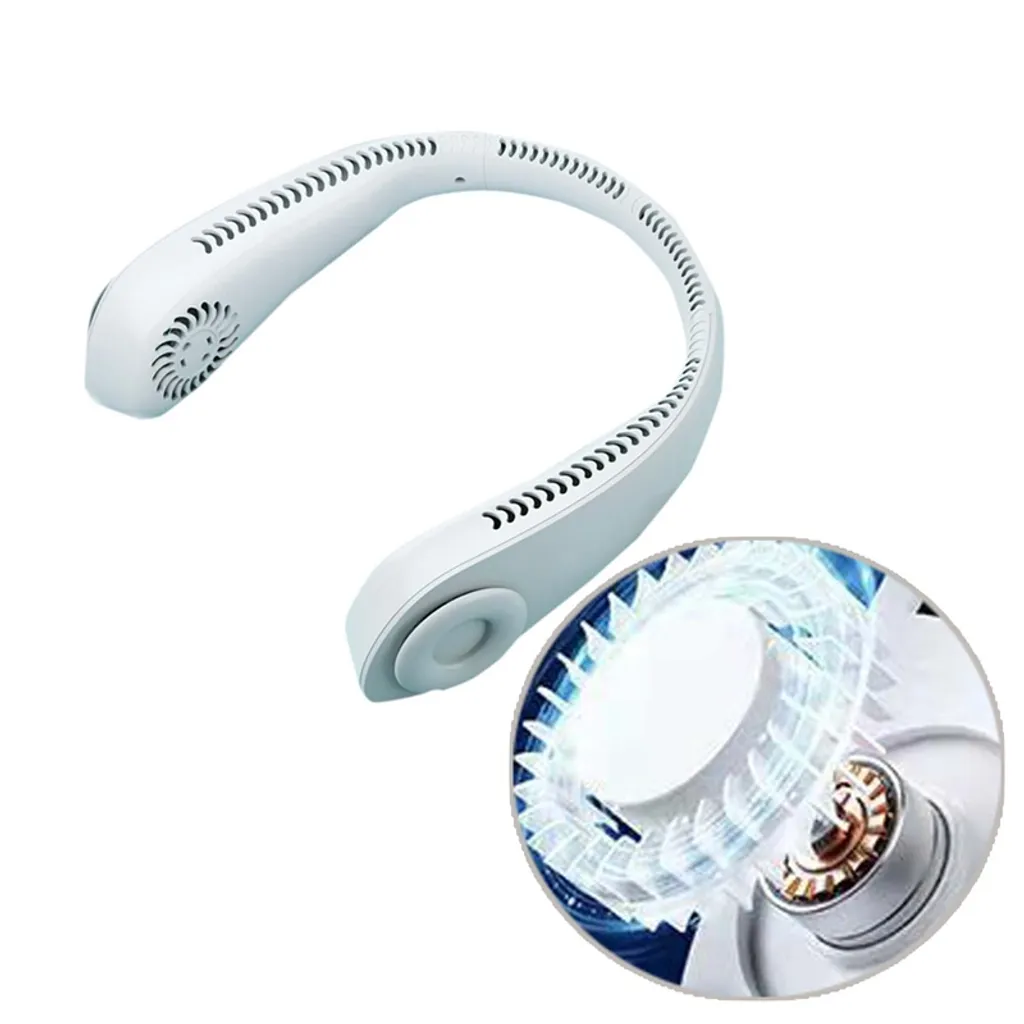 Flexibler Halsventilator, Leiser Blattloser Sportventilator, USB Drehbarer Nackenkühler Zum Aufhängen Für Outdoor Sportarten, Weiß - Image 9