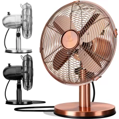 KESSER® - Tischventilator Design Retro Voll-Metallgehäuse 80° Oszillation - Leise Ventilator Mit 3 Geschwindigkeitsstufen - Zuschaltbare | Windmaschine | Neigungswinkel Ca. 40° Metall, Farbe:Kupfer