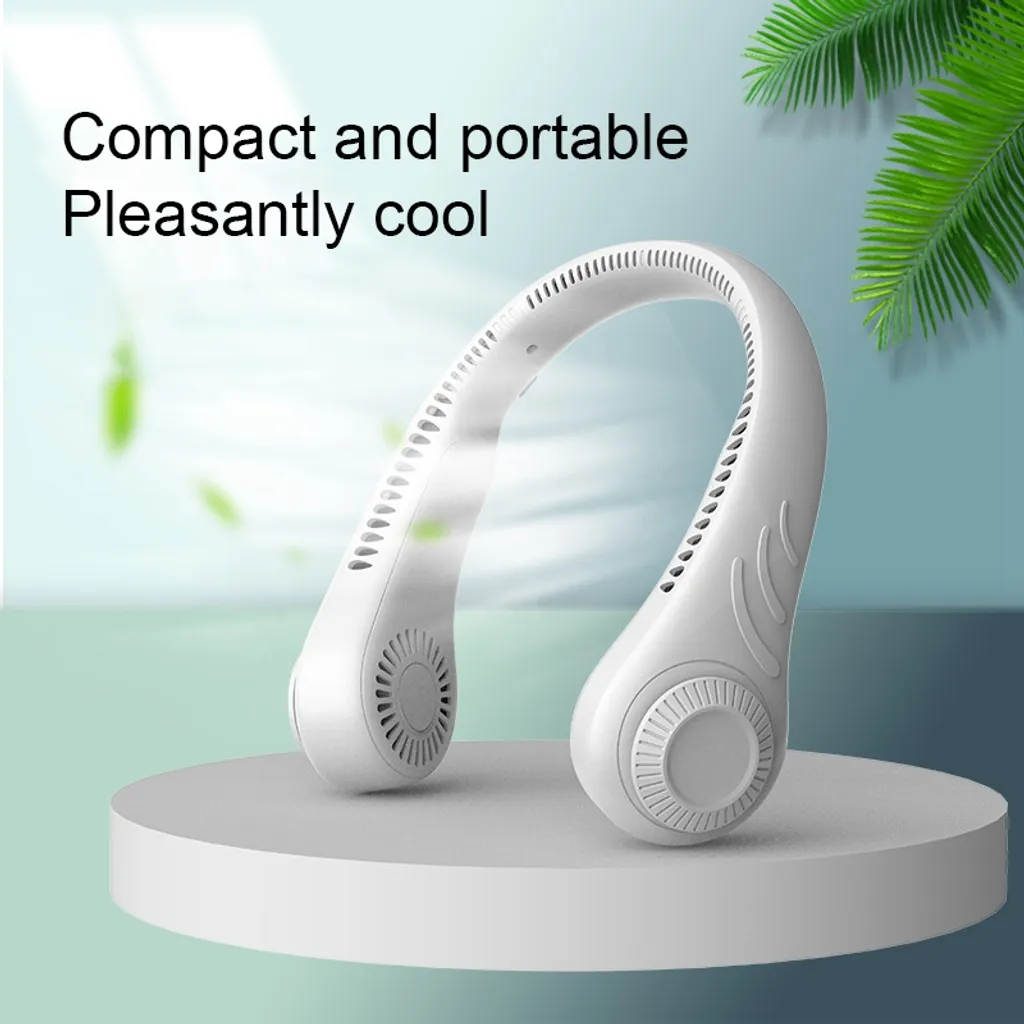 2000mah Persönlicher Nackenventilator, Hals Fan, Wiederaufladbare Ice Freihändiger Tragbarer Ventilator Weiß