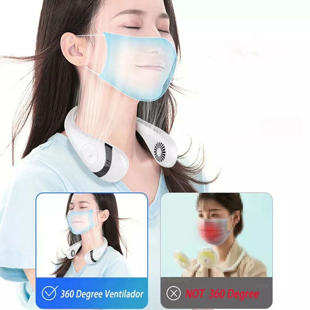 Hals Fan Halsventilator Leise USB Ventilator Hals Nackenventilator 4000mAh Hängender 3 Speed,Weiß – Bild 4