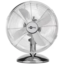 Goobay Retro Tischventilator Mit 3 Leistungsstufen, 40cm Durchmesser (12 Zoll) - Neigbar, Schwenkbar, Super Leise - Verchromt
