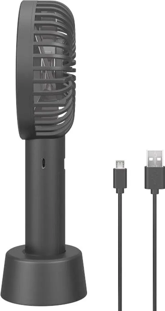Goobay Tragbarer Handventilator Mit Standfuß - Geräuschlos, Wiederaufladbar - Mit Akku (2000mAh) Und Ladekabel, Schwarz - Image 8