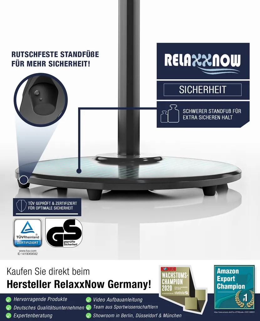 RelaxxNow Super Leiser Standventilator Mit 45W Motoren Leistung, Oszillierender Ventilator Mit 3 Geschwindigkeitsstufen Und Höhenverstellbarkeit Bis 131cm, 41 DB Schlafmodus & 41cm Durchmesser, VTX100 - Image 4