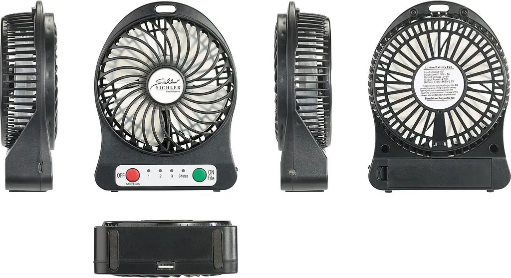 3in1 Akku Tisch-Ventilator Mit Powerbank-Funktion + Leuchte / Lampe 1.800 MAh Auto Camping - Image 4
