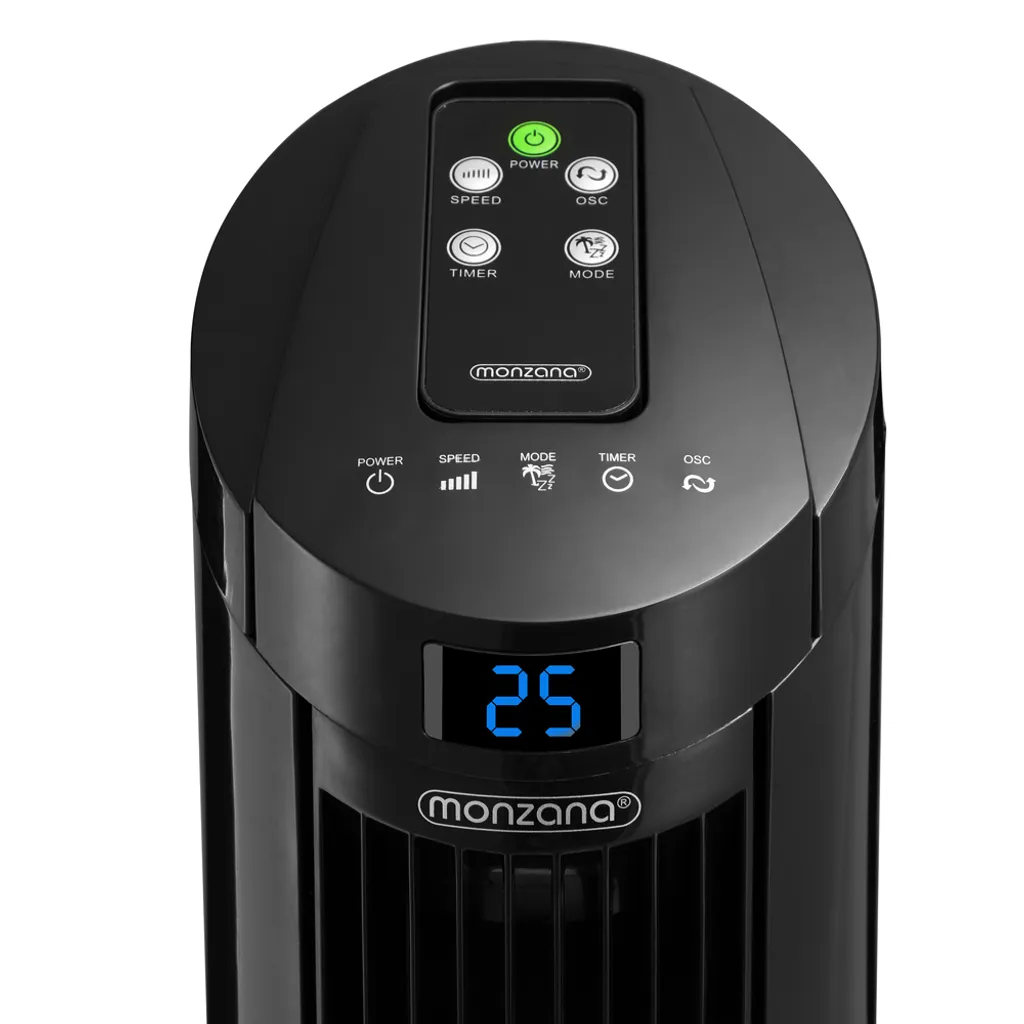 Monzana Turmventilator Fernbedienung 3 Geschwindigkeitsstufen Timer 70° Oszillation Flüsterleise Ventilator Standventilator, Farbe:schwarz - Image 5