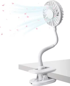 Klippbarer Ventilator Akku Leise USB Klemmbarer Tischventilator Schwenkbar 360° 3 Geschwindigkeiten Wiederaufladbar Schreibtisch Mini Auto Clip-Ventilator Fan