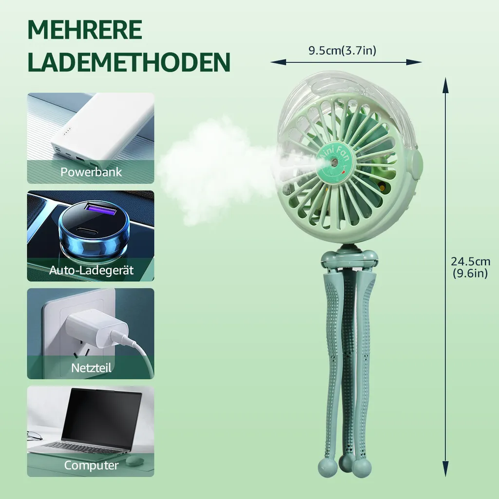 CMYBABEE USB Ventilator Handventilator Mini Fan, Ventilator Und Befeuchter 2 In 1 Design Clip Ventilator Für Kinderwagen, Zuhause & Büro - Image 6