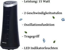 Ecosa Turm Tischventilator | Mini Ventilator | Turmventilator
