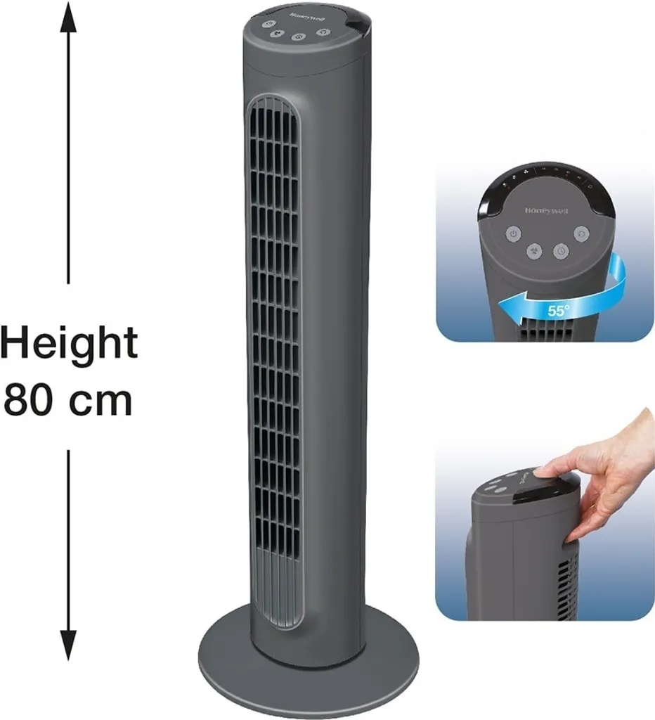 Honeywell HYF1101E4 Comfort Control Turmventilator, 55°-Oszillation, Timer, 3 Stufen, 36 Watt, Anthrazit - Image 9