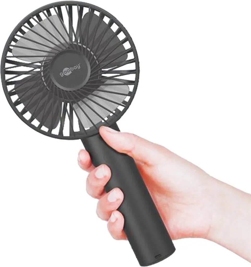 Goobay Tragbarer Handventilator Mit Standfuß - Geräuschlos, Wiederaufladbar - Mit Akku (2000mAh) Und Ladekabel, Schwarz - Image 7