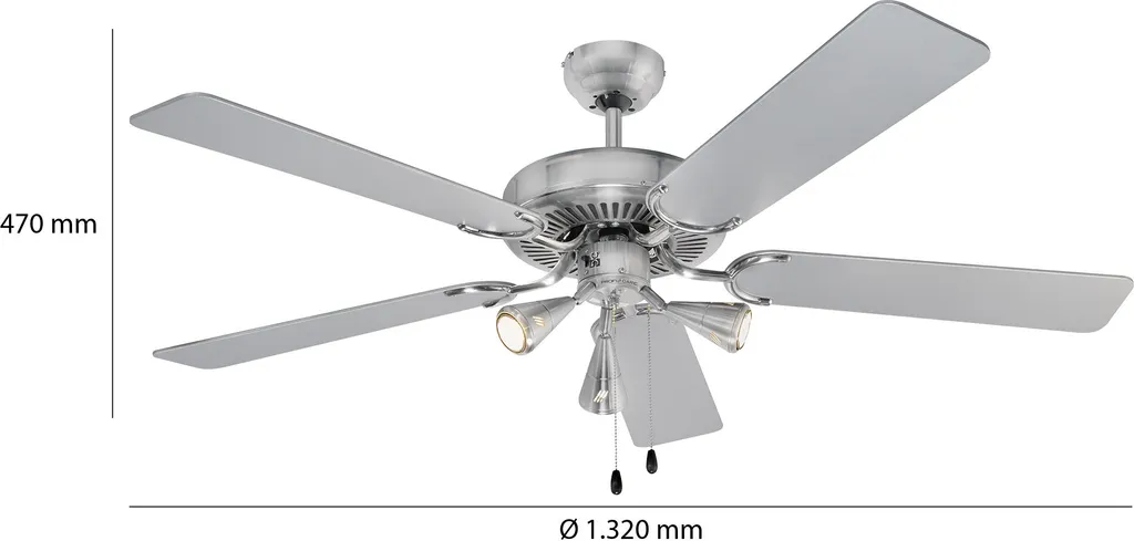 ProfiCare Deckenventilator PC-DVL 3078 5-Flügel-Ventilator Für Räume Bis 40 M² Inkl. Beleuchtung, 4 Leistungs-Stufen, 132cm Durchmesser, 60 Watt, Edelstahl - Image 5
