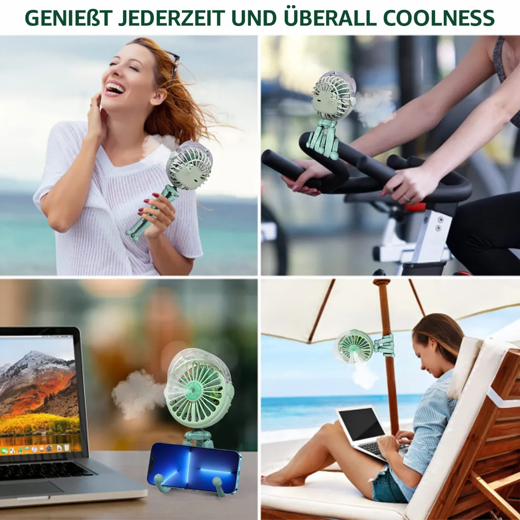 CMYBABEE USB Ventilator Handventilator Mini Fan, Ventilator Und Befeuchter 2 In 1 Design Clip Ventilator Für Kinderwagen, Zuhause & Büro - Image 5