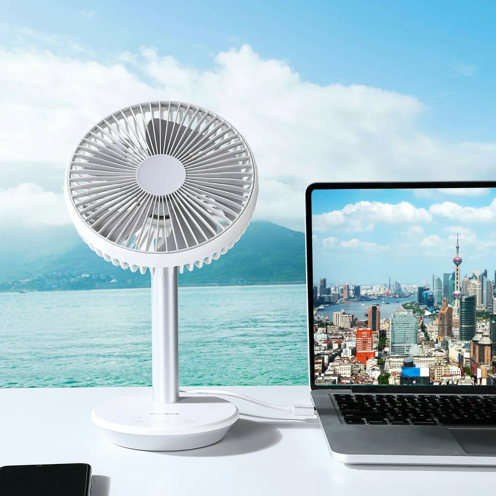 AREBOS USB-Tischventilator Mit Timer, Wiederaufladbarer 2500 MAh – Akku, 45° Neigbar, Ventilator Mit 3 Geschwindigkeitsstufen, Inkl. USB-Kabel – Bild 12