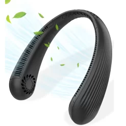 Nackenventilator Mini Ventilator USB Ventilator Nackenventilator 2000 MAh Fan 3 Stufen Halsventilator,Schwarz