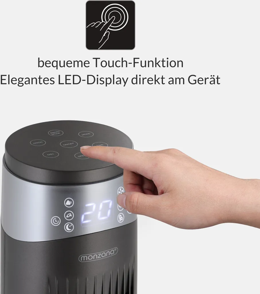 Monzana Turmventilator 6 Geschwindigkeitsstufen 120cm 3 Modi Timer Fernbedienung - Image 4