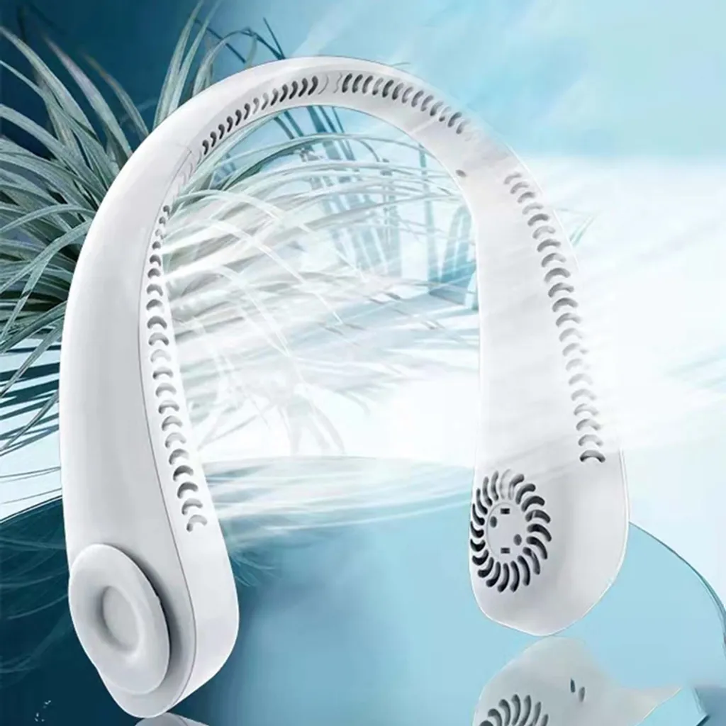 2000mAh Tragbarer Lüfter Nackenbügel Klingenloser Hängender Halsventilator Lazy Neck Hanging Cooler 3-Speeds 360 Grad Verdrehung USB Wiederaufladbar,Weiß - Image 2