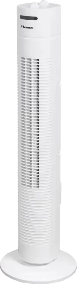 Bestron Turmventilator Mit 3 Geschwindigkeitsstufen, Inkl. 75° Oszillation-Funktion, Timer, Höhe: 78cm, 35W, AFT760Z, Farbe: Weiß