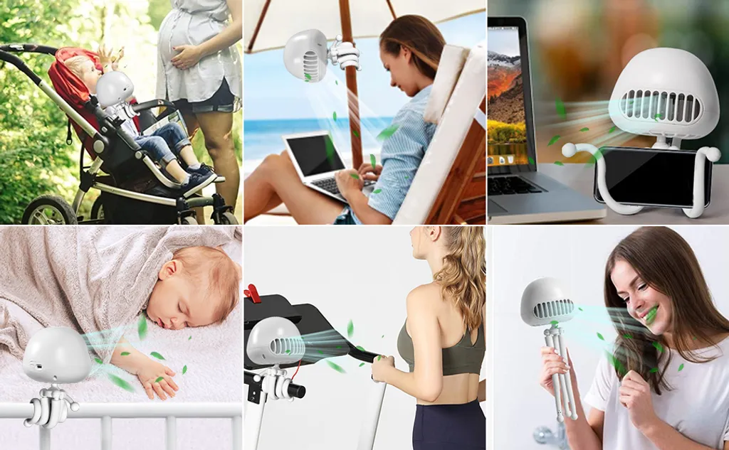 CMYBABEE Kinderwagen Ventilator, Tragbarer Blattloser Ventilator, 3-Gang-Optionen, Wiederaufladbarer, USB Ventilator, Für Kinderwagen, Schreibtisch, Zelt Und Reise, Handheld Ventilator-Weiß - Image 10