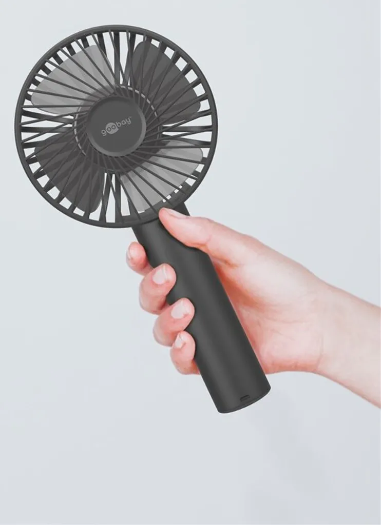 Goobay Tragbarer Handventilator Mit Standfuß - Geräuschlos, Wiederaufladbar - Mit Akku (2000mAh) Und Ladekabel, Schwarz - Image 17