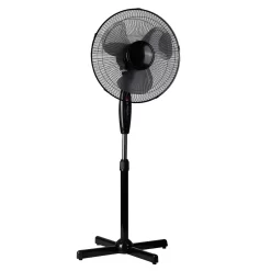 LEX Standventilator Ø40 Cm Mit Nachtlicht, 3 Geschwindigkeiten, Oszillation, 130cm Höhenverstellbar, Schwarz