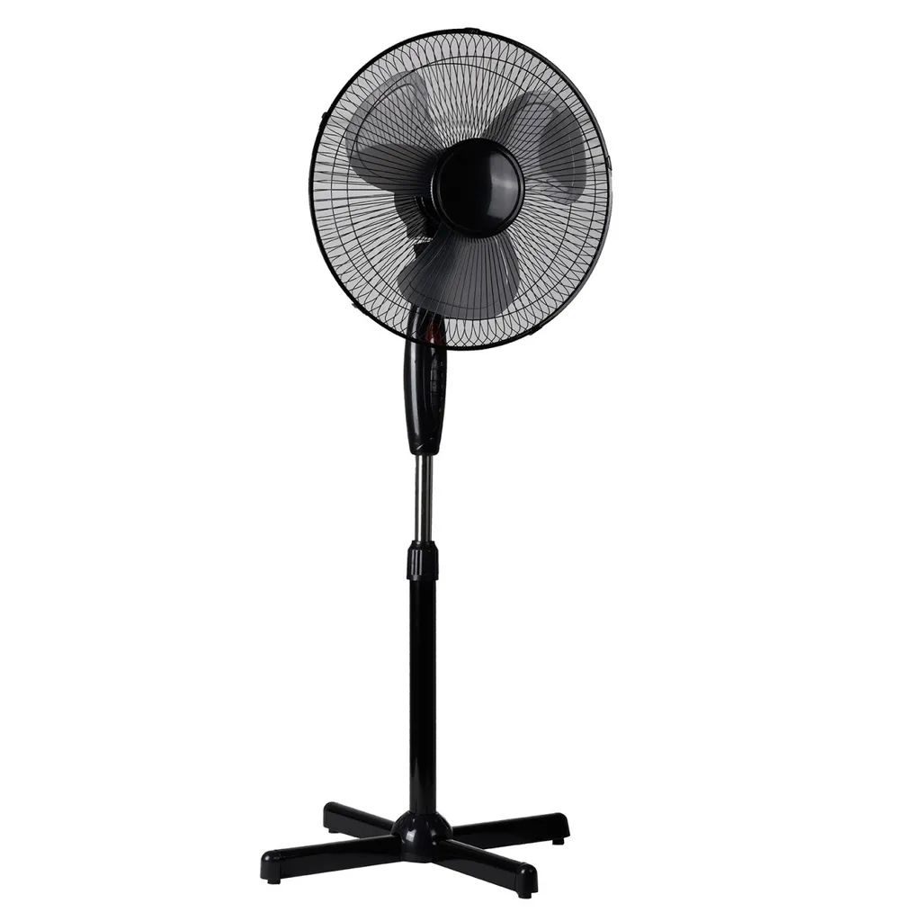 LEX Standventilator Ø40 Cm Mit Nachtlicht, 3 Geschwindigkeiten, Oszillation, 130cm Höhenverstellbar, Schwarz