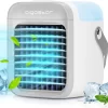 Aigostar Ice Cube - Luftkühler, Luftkühler Mini Klimaanlage Mit 300 ML Wassertank, Mini Klimagerät Mit 3 Stufen & 7 Stimmungslichtern- Mobiles Klimagerät Für Schlafzimmer, Baby, Büro,im Freien