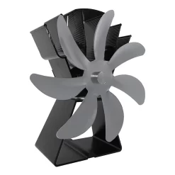Kaminventilator Ofenventilator Kaminofen Ventilator Ohne Strom 7 Blatt Heizlüfter Ventilator Fan Stromloser Kaminofen (Grau)