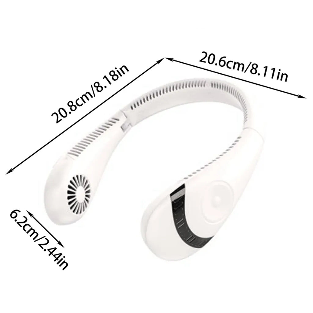Hals Fan Halsventilator Leise USB Ventilator Hals Nackenventilator 4000mAh Hängender 3 Speed,Weiß – Bild 5