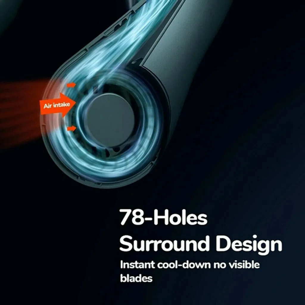 Tragbarer Mini Fan Nackenbügel Klingenloser Hängender Halsventilator Lazy Neck Hanging Cooler USB Wiederaufladbar USB, Weiß - Image 4