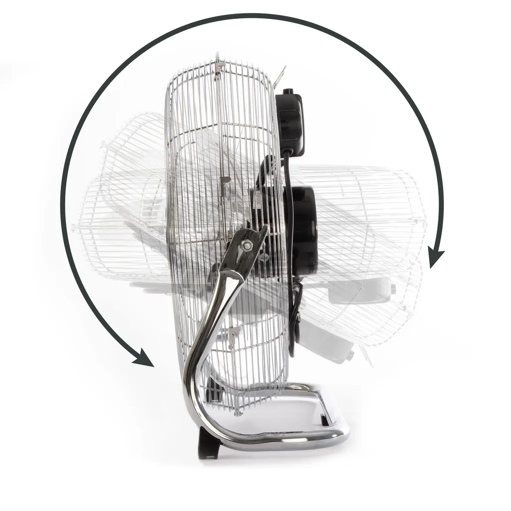 ProfiCare Ventilator PC-VL 3067 Windmaschine Im Retro-Design, Mit 3 Geschwindigkeiten, Stufenlos Neigbarer Ventilator-Kopf, Ø Ca. 50cm, Metall-chrom - Image 3