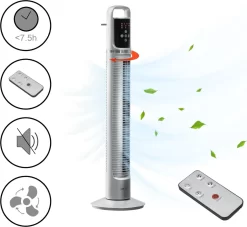 Turmventilator Standventilator Säulenventilator Fernbedienung Silber [in.tec]